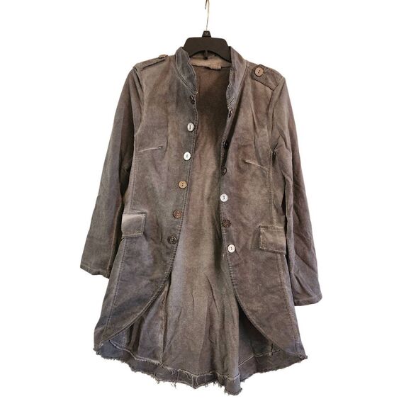 Suzy D London distressed military open front high low size Medium jacket grey - Picture 2 of 8
